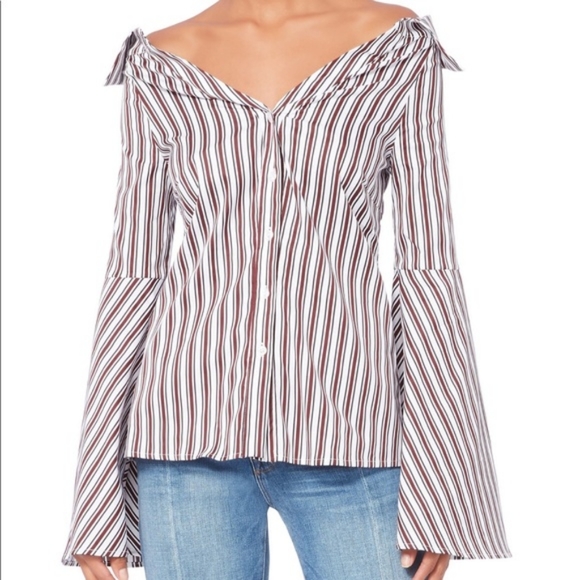 Caroline Constas Tops - Caroline Constas stripe off the shoulder blouse